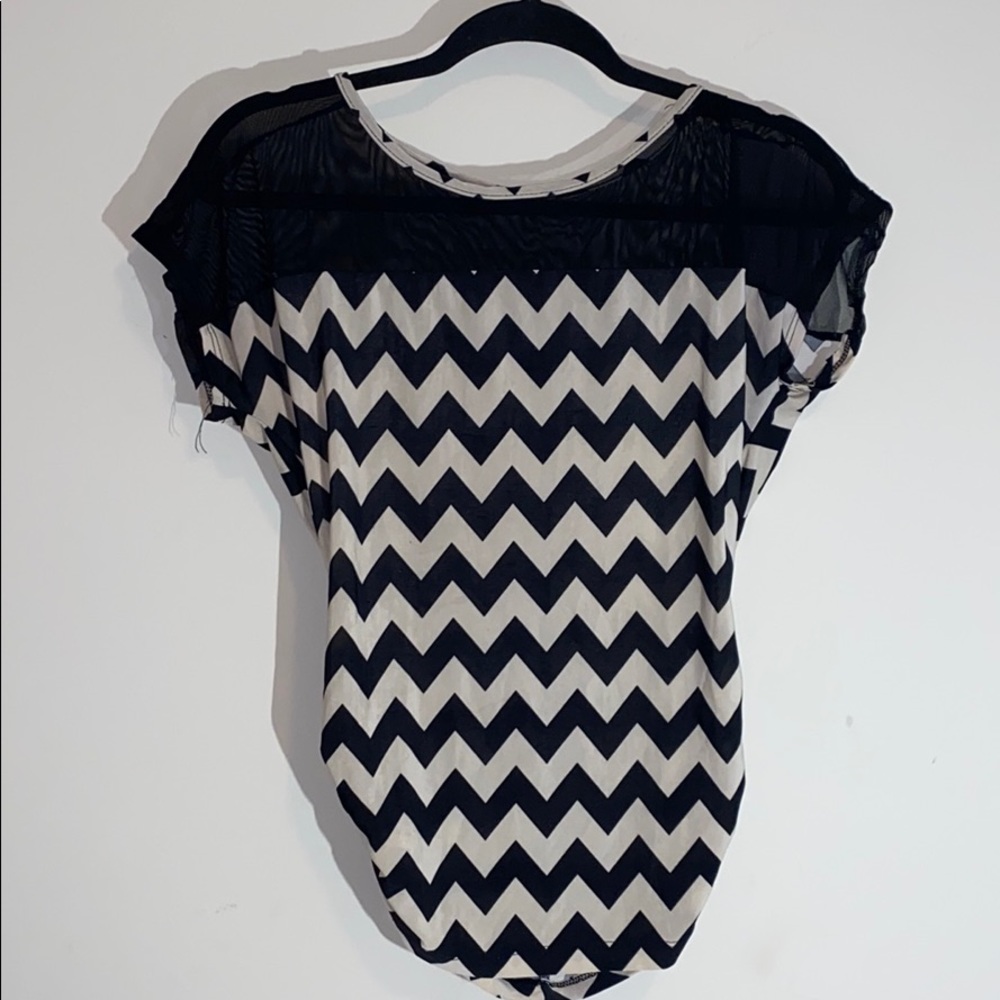 Chevron Black and Cream Blouse!